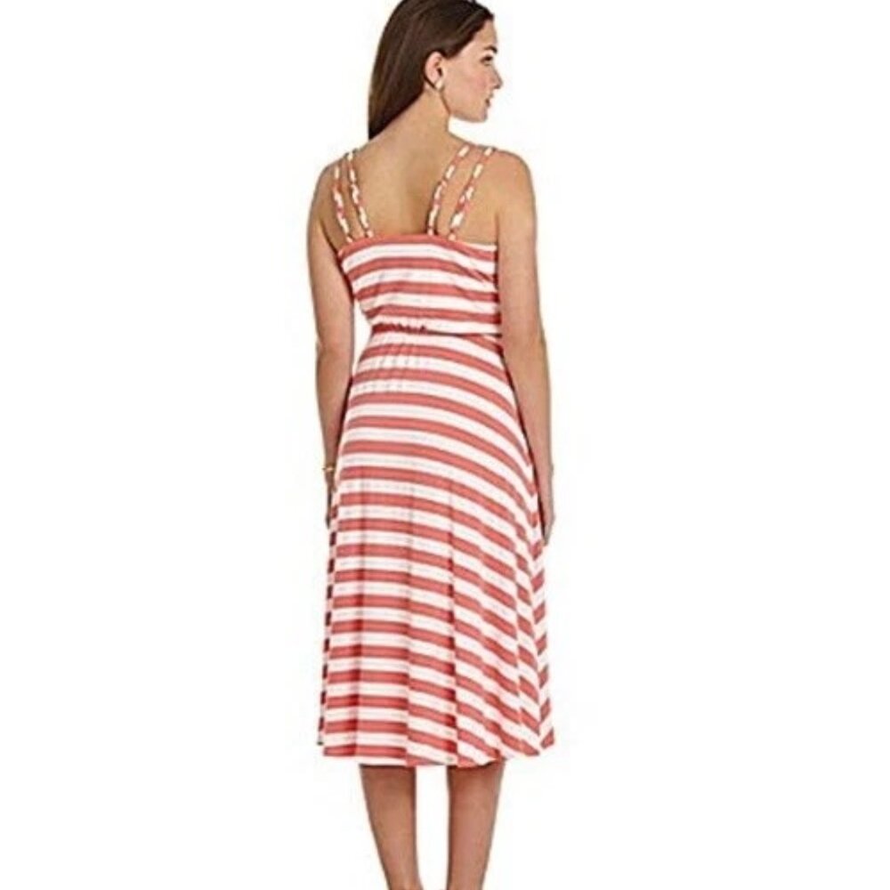 VINCE CAMUTO Peach & White Faux-Wrap Hi-Low V-Neck Dress  NWT $118.00 - Picture 3 of 5